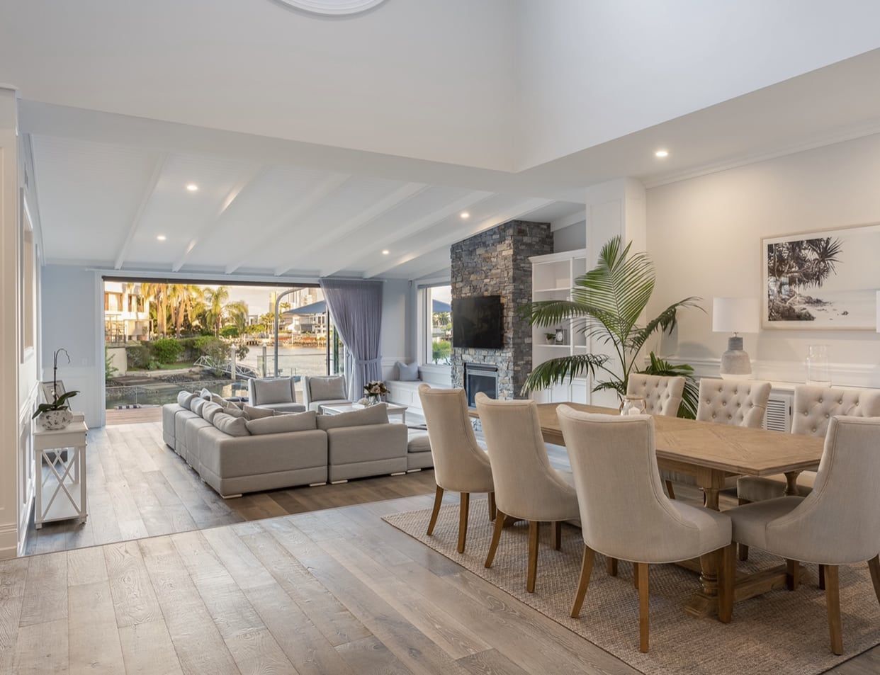 Bright Open-plan Living and Dining Room With Light Wood Floors — Totally Flooring Gold Coast In Bundall, QLD