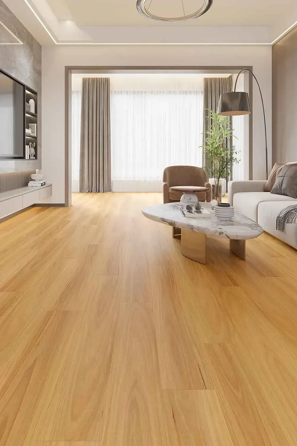 Elegant 9.5mm Hybrid Plank Flooring Natural Blackbutt — Totally Flooring Gold Coast In Bundall, QLD