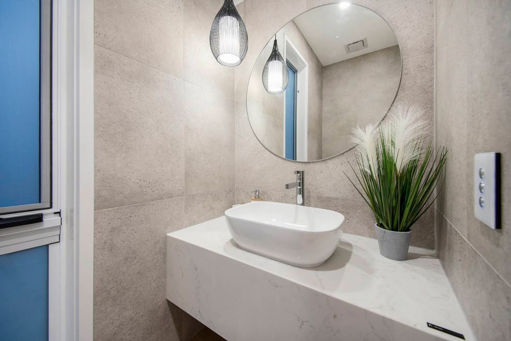 Stylish wall tiles in a bathroom
