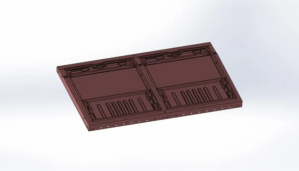 Brown rectangular plastic vent grille viewed at an angle on a white background