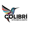 Logo for Colibr&iacute; Kitchen & Bath with a stylized hummingbird in colorful wings and the brand name.