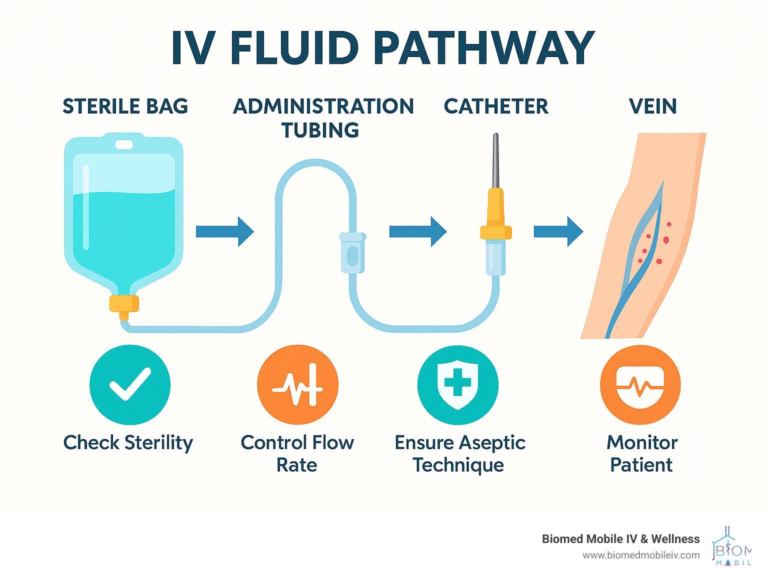 A diagram of the iv fluid pathway.