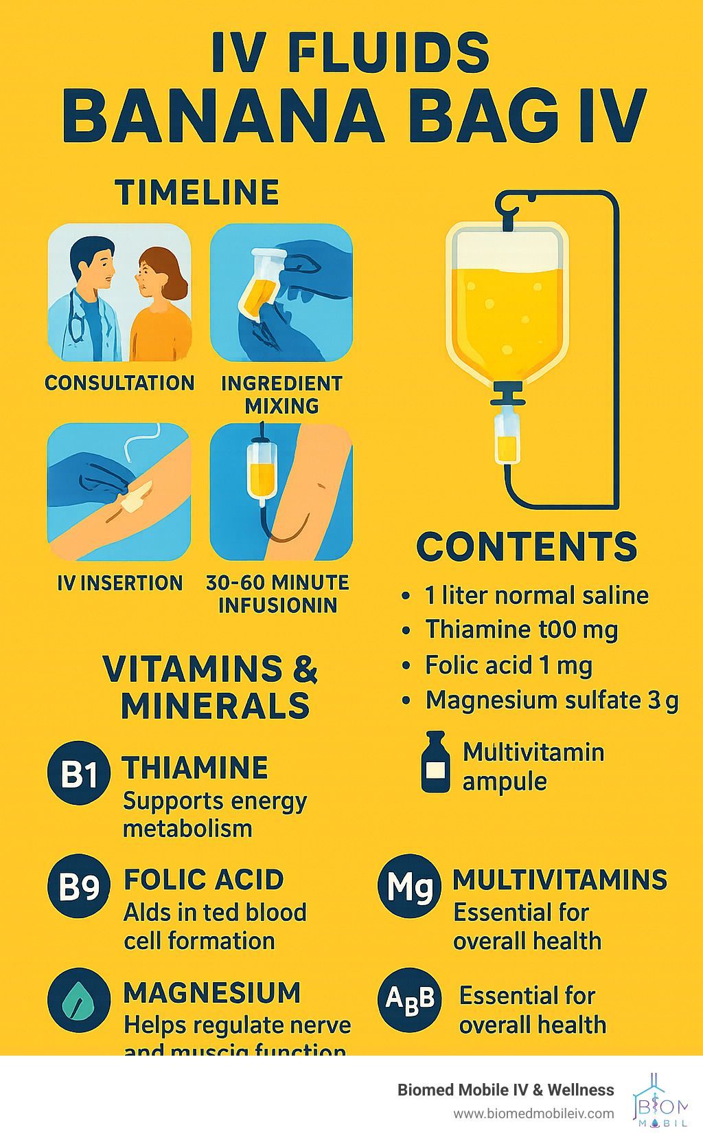 A poster about iv fluids banana bag iv
