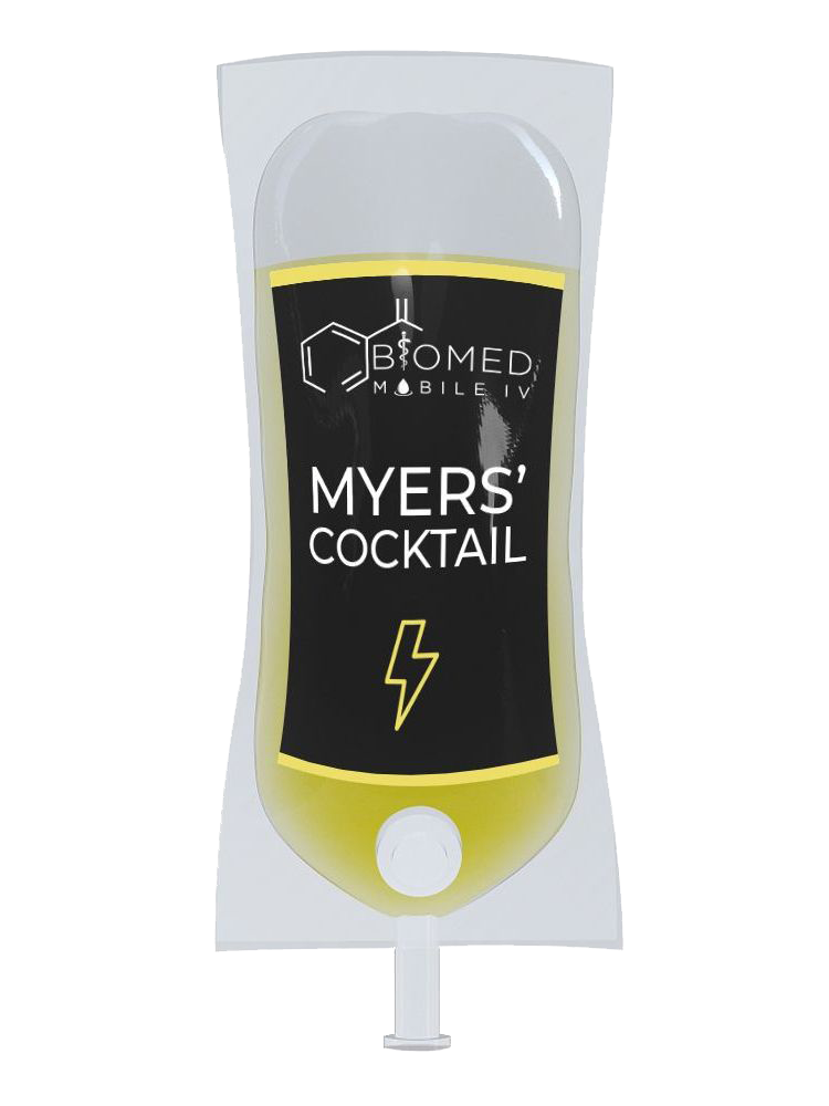 A bag of myers cocktail IV therapy bag