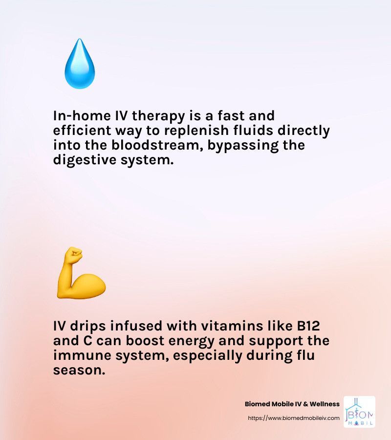 Iv drips infused with vitamins like b12 and c can boost energy and support the immune system , especially during flu season.