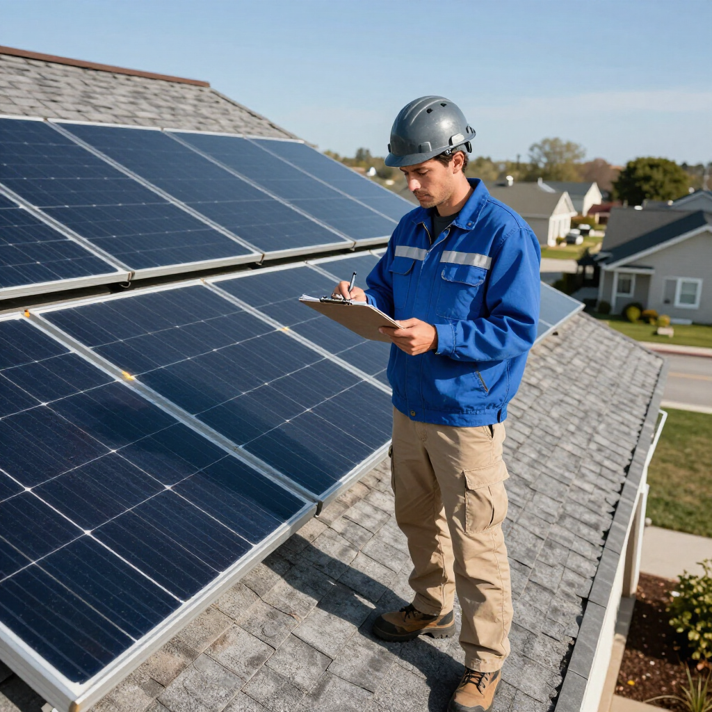T&eacute;cnico de energia solar em vistoria residencial