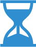 A blue hourglass icon on a white background. A blue hourglass icon on a white background.