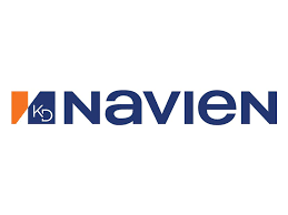 The Navien company logo: a stylized orange and blue icon next to the blue word