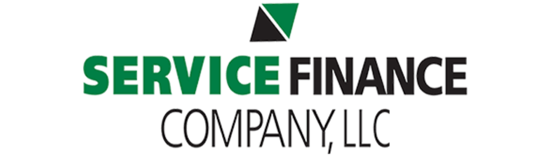 The Service Finance Company, LLC logo features green and black text with a stylized geometric icon above it.