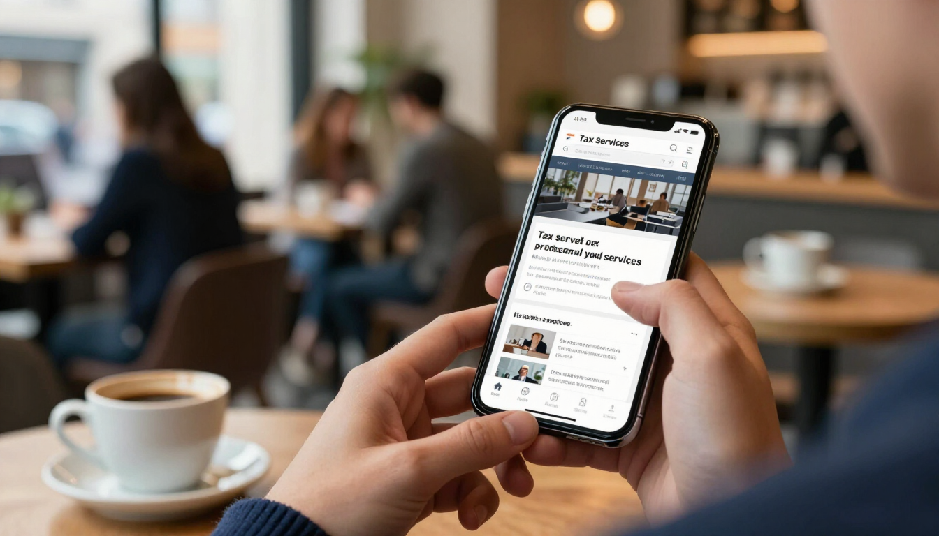Person searching for services on phone