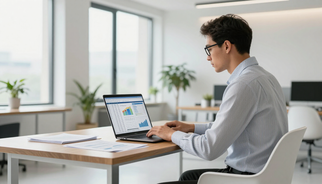 Accountant working on laptop