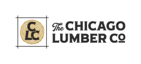 Click on this image to learn more about Chicago Lumber The Chicago Lumber Co logo in black with a gold monogram in a square frame