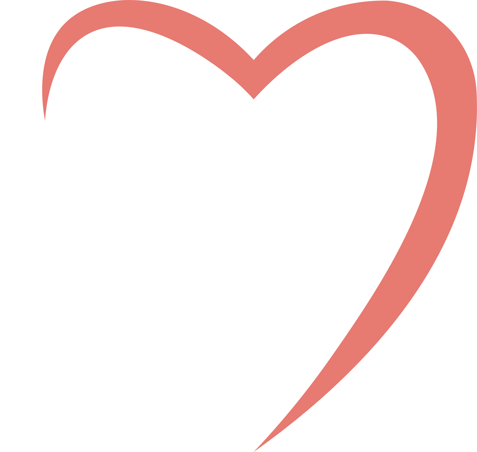 A minimalist pink heart outline set against a white background.