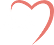 A pink, minimalist outline of a heart shape on a white background.