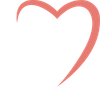 A stylized, minimalist pink outline of a heart on a white background.