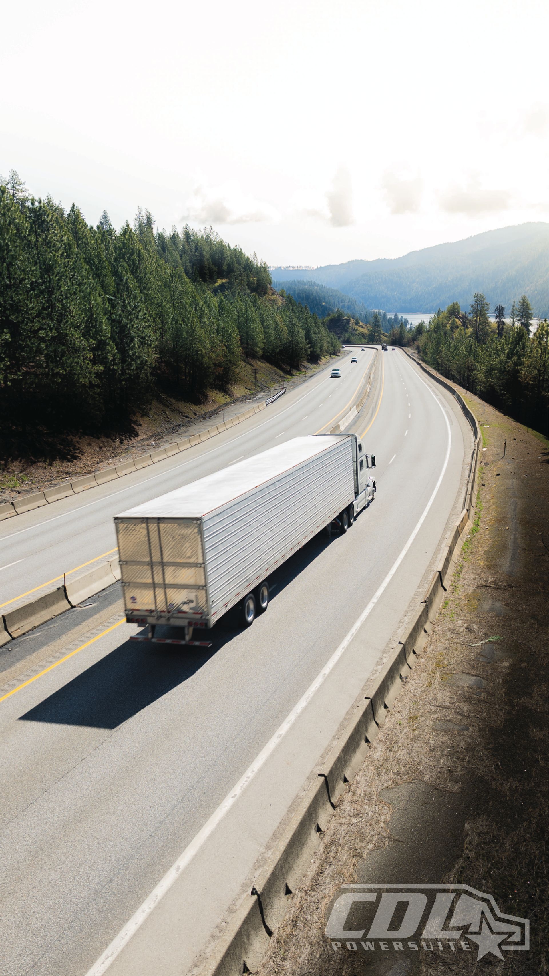 Truck from behind mountain