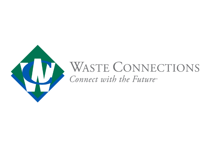 Waste Connections logo: Blue and green diamond with white 