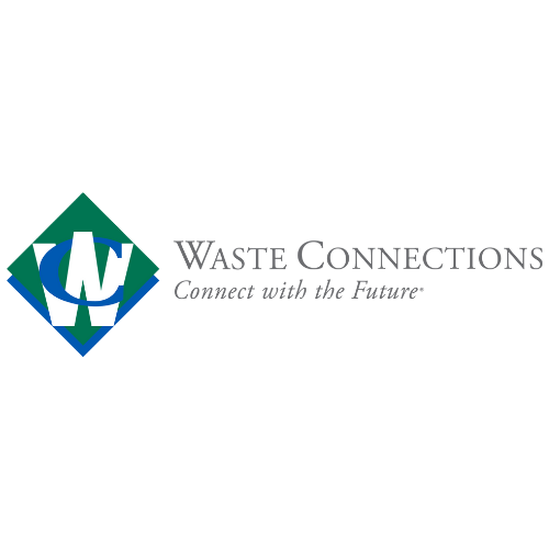 Waste Connections logo: Blue and green diamond with a stylized