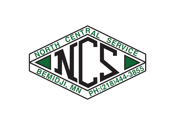 Logo for North Central Service: a green and black diamond with 