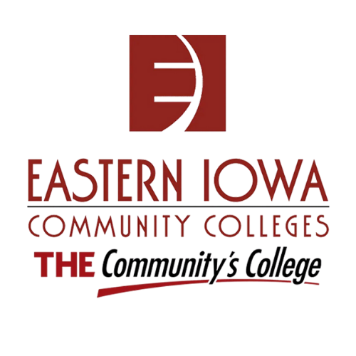 Eastern Iowa Community Colleges logo with a maroon square and text.