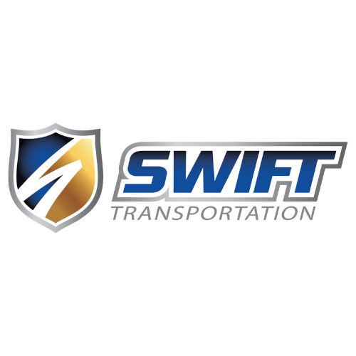 Swift Transportation logo: Shield with gold and blue elements and company name.