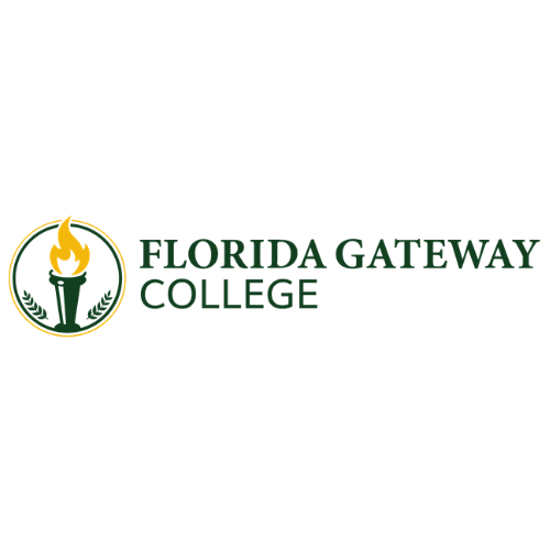 Florida Gateway College logo: torch in a circle, text