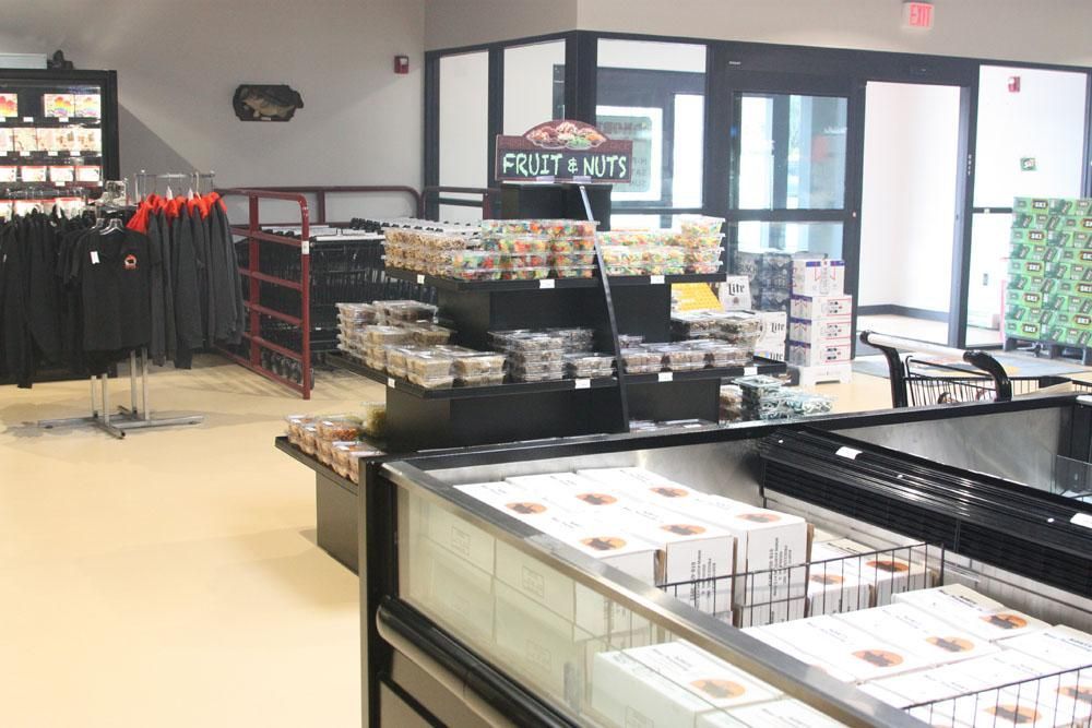 A store interior featuring a central display stand for