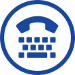 Blue telephone keypad icon inside a blue circle