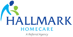 Hallmark Homecare logo with blue and green abstract figures and the text “A Referral Agency”