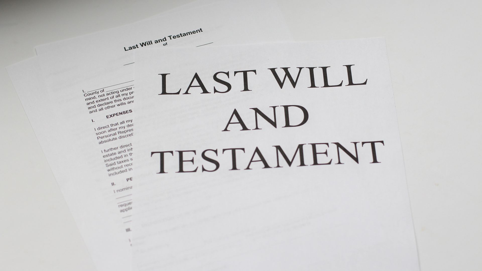 Image of 'Last Will and Testament' papers