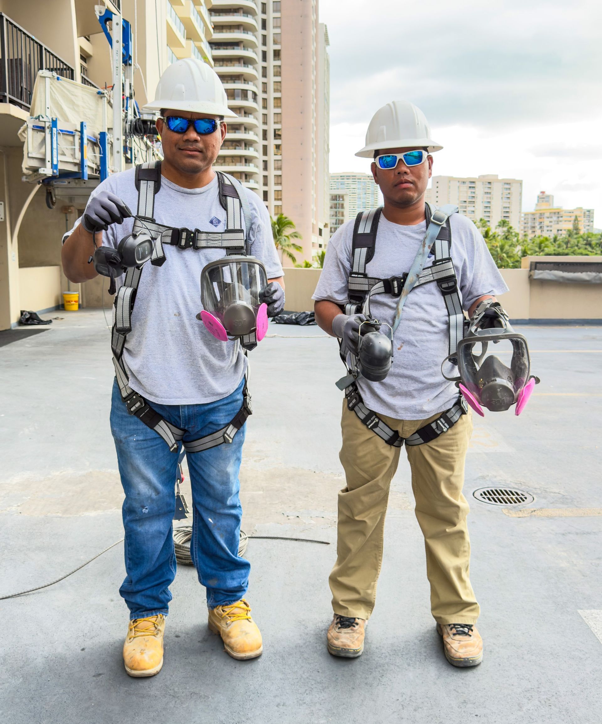 team performing exterior building restoration