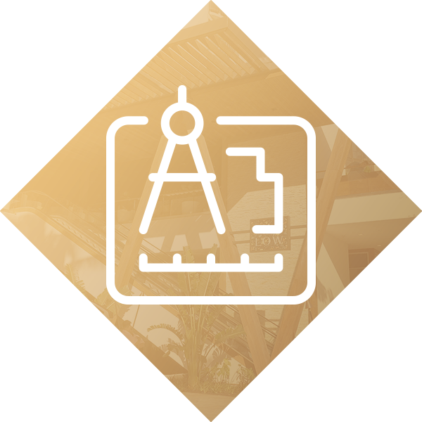 An icon of a blueprint with a compass in a square.