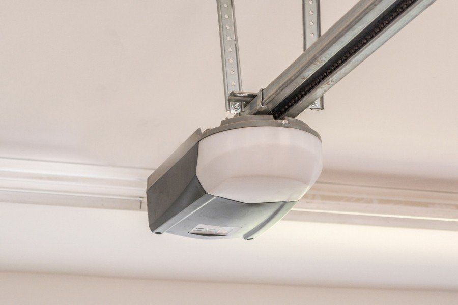 A LiftMaster commercial overhead chain-drive garage door opener.