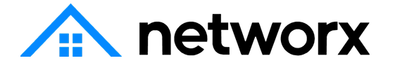 Networx logo with blue roof icon and black text