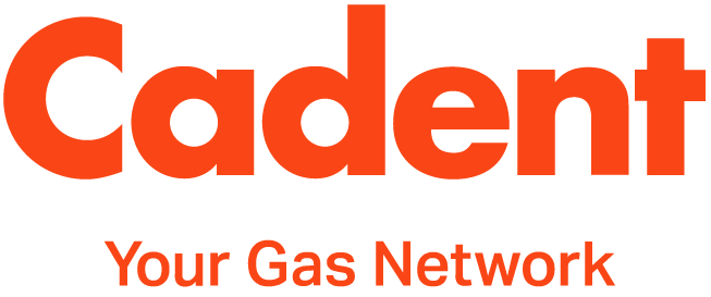 Cadent logo with orange text on white background: 