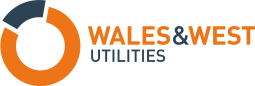 Logo for Wales & West Utilities with an orange and blue circular design.