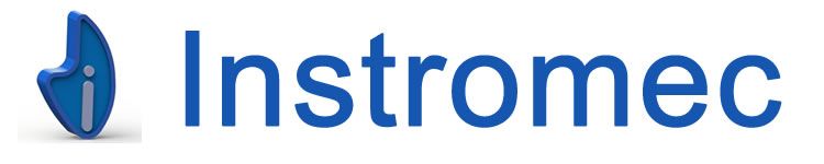 Blue logo for Instrormec, featuring a blue shape with an 