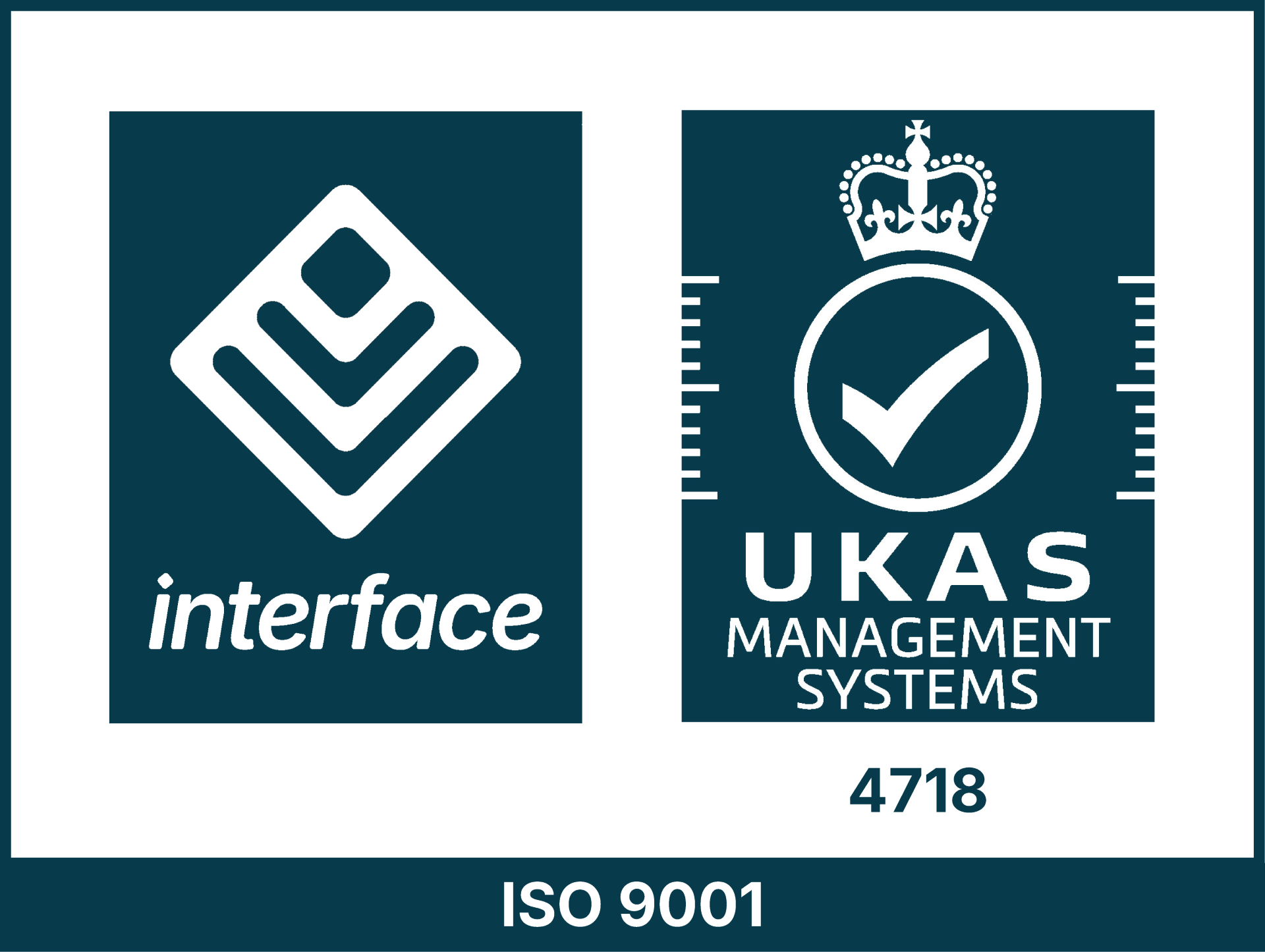 Logos: Interface and UKAS Management Systems, ISO 9001 certified.
