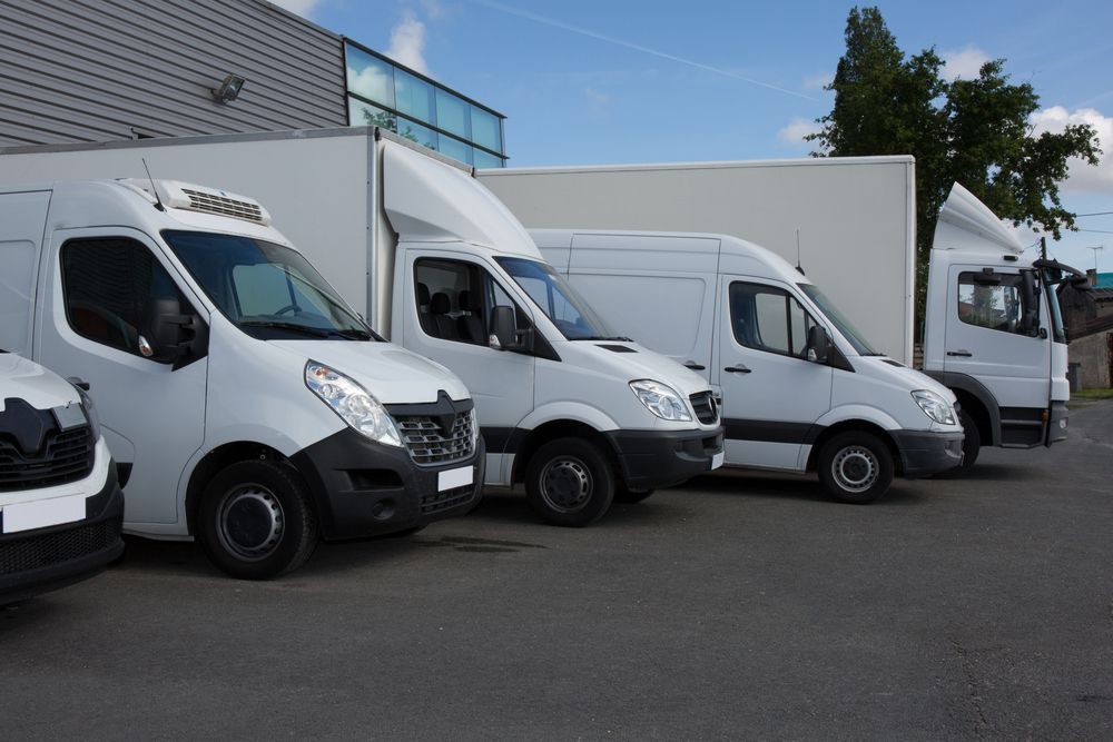 A Row Of White Vans Are Parked In A Parking Lot — ABC Driving School Central Coast In Umina Beach, NSW
