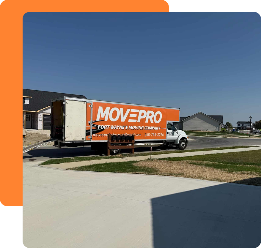 MovePro Moving and Storage truck parked at a commercial location