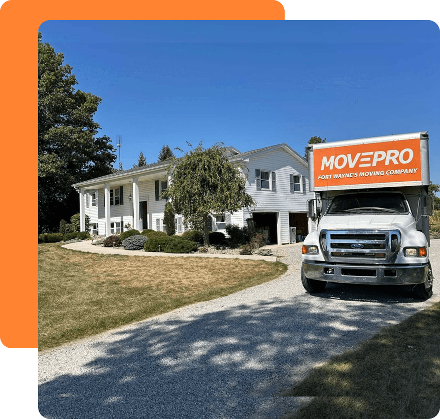 MovePro Moving and Storage truck outside a home during a residential move