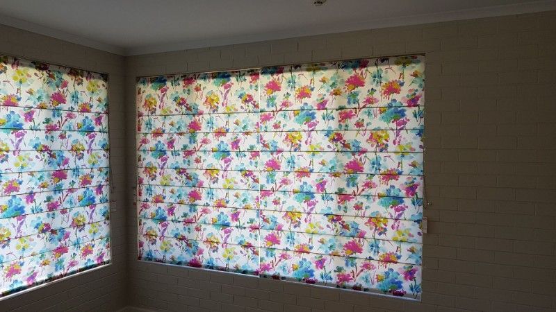 A Room With Two Windows With Colourful Blinds on Them — BTS Blinds & Awnings in Gunnedah, NSW
