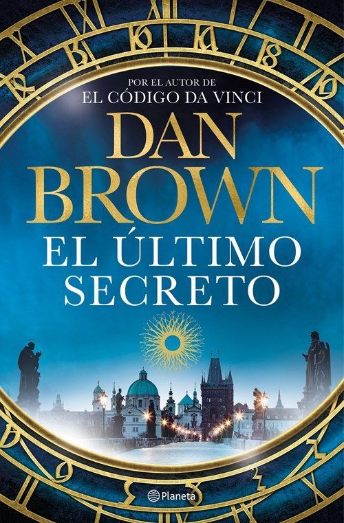 Portada del libro de Dan Brown “El último secreto” con fondo azul y detalle dorado de brújula.