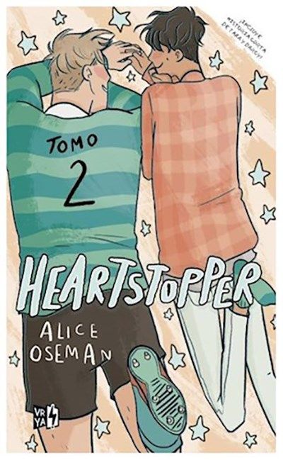 Portada del libro *Heartstopper*, Volumen 2, que muestra a dos chicos apoyados el uno en el otro