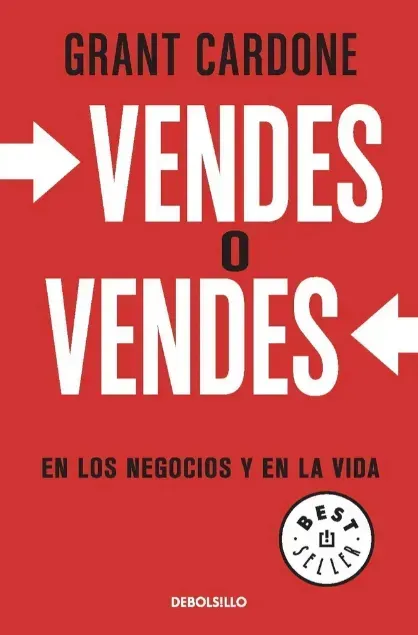 Portada roja de un libro de Grant Cardone: “Vendes o vendes” en letras blancas.