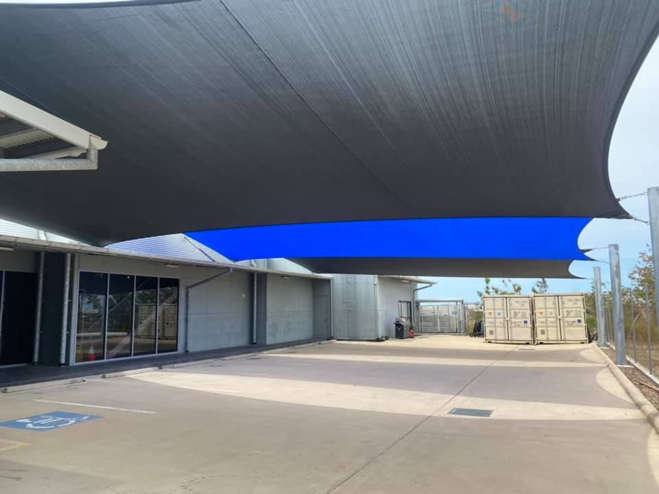 Shade Sails Covering a Building's Outdoor Area — Professional Shade Sail Installation in Mooloolaba, QLD