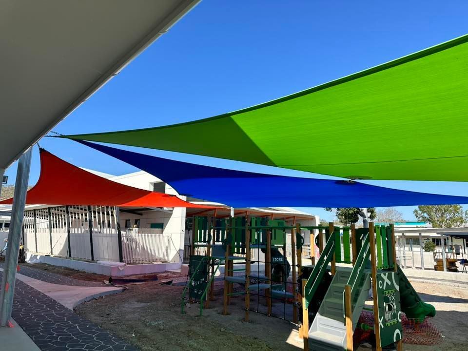 Colorful Playground Shade Sails — Professional Shade Sail Installation in Noosa, QLD