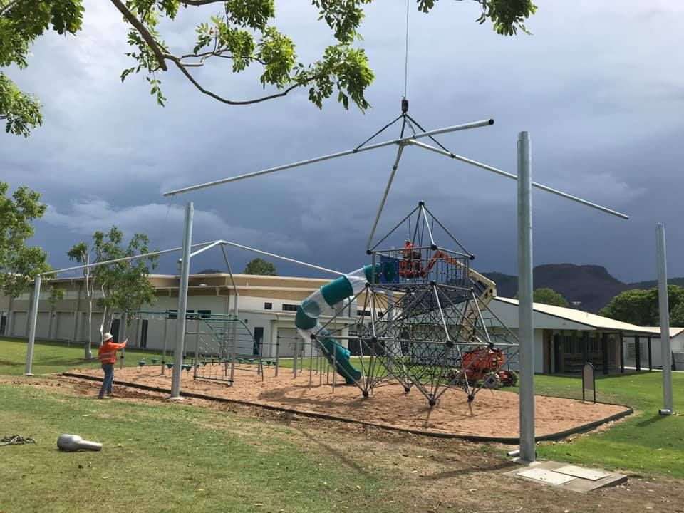 Playground With Climbing Structure — Professional Shade Sail Installation in Garbutt, QLD