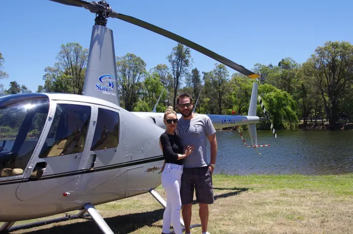 couple with helicopter