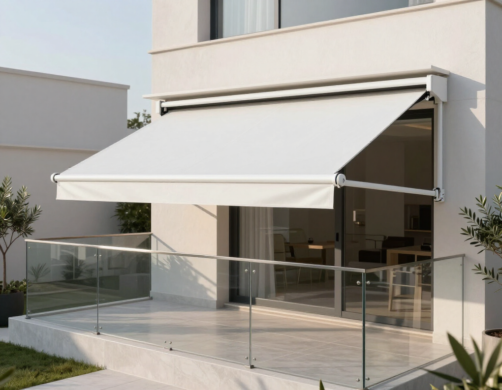 tenda con cassonetto su villa moderna